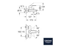 MEDIDAS GROHE 33591002 EUROSTYLE MONOMANDO BAÑO-DUCHA